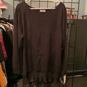 Charter club women’s black sweater with chiffon edge detail 3X